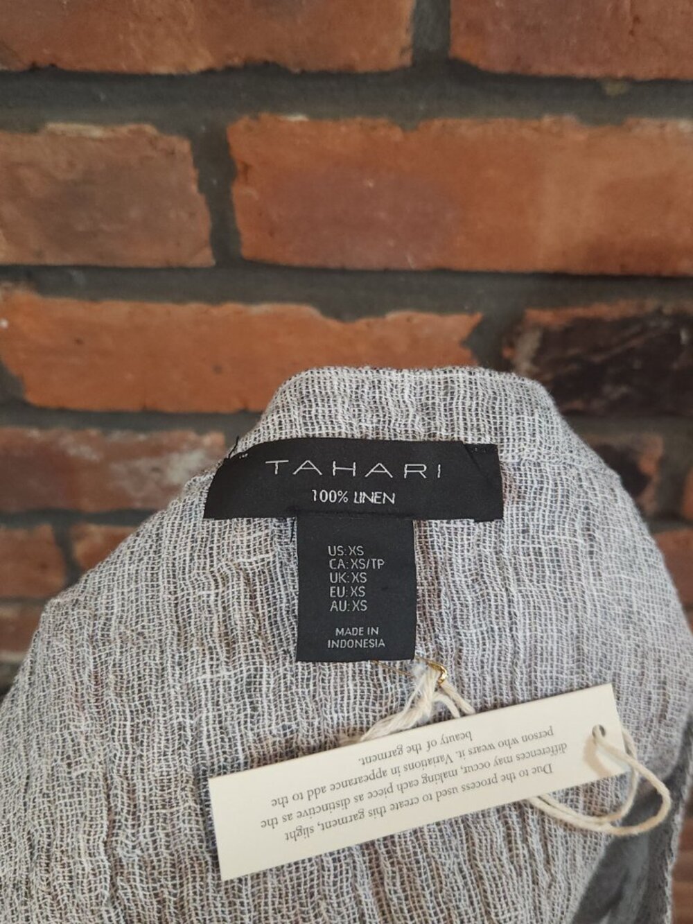 Tahari 100% Linen Gray Textured V-neck Vest Coastal Quiet Luxury Women's XS NWT - Picture 7 of 7